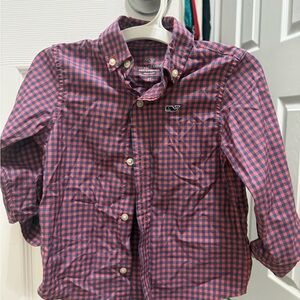 Vineyard Vines Kids' Navy and Pink Plaid Shirt